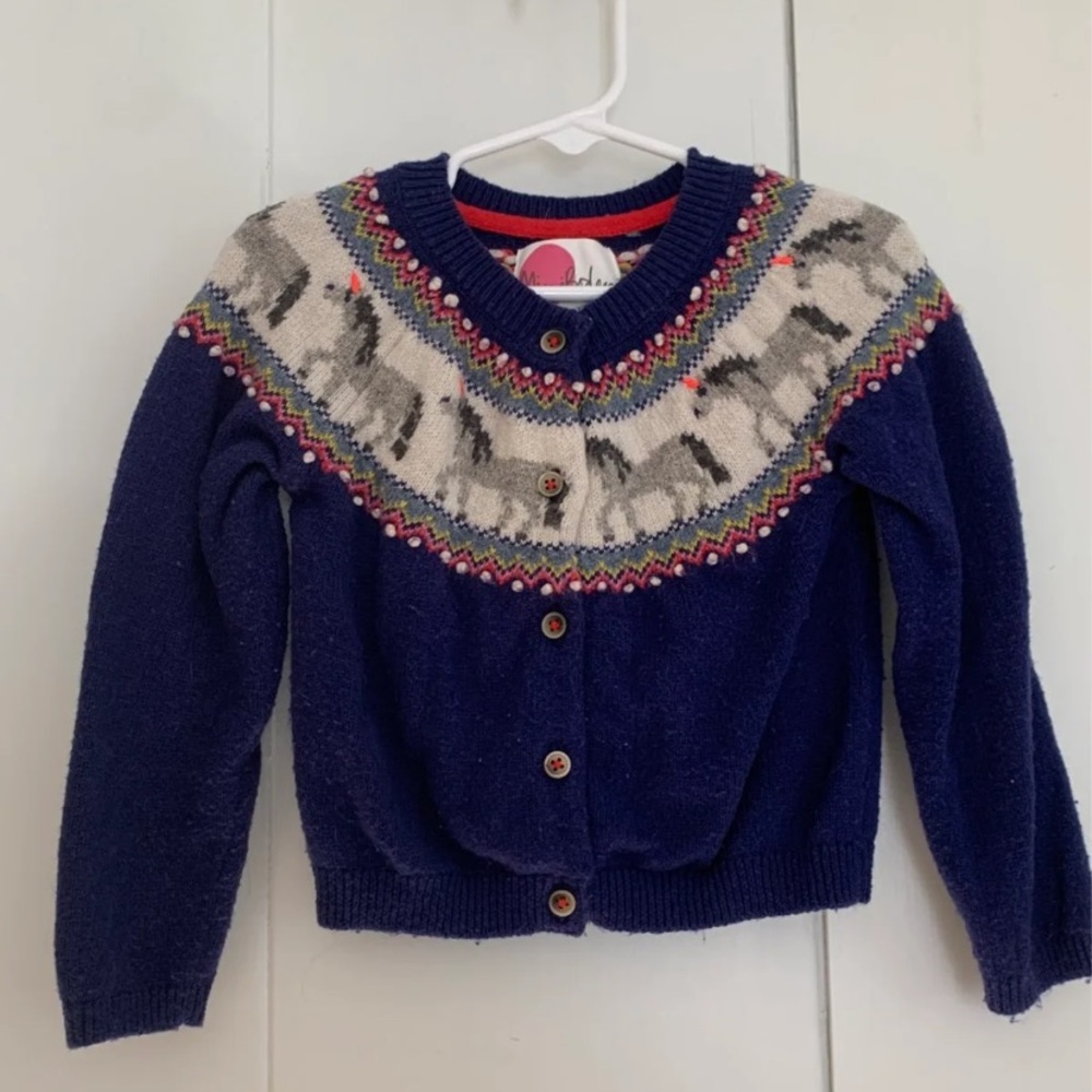 Mini Boden Fair Isle Unicorn sweater size 3T